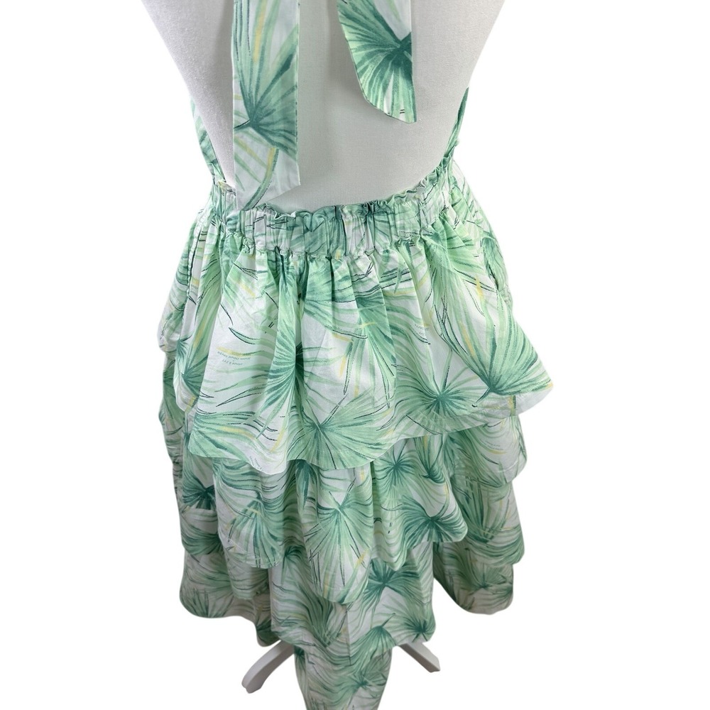 NWT Sewing Down South Crown & Ivy Green Palm 100% Cot Tiered Halter Dress Size M - Picture 8 of 10